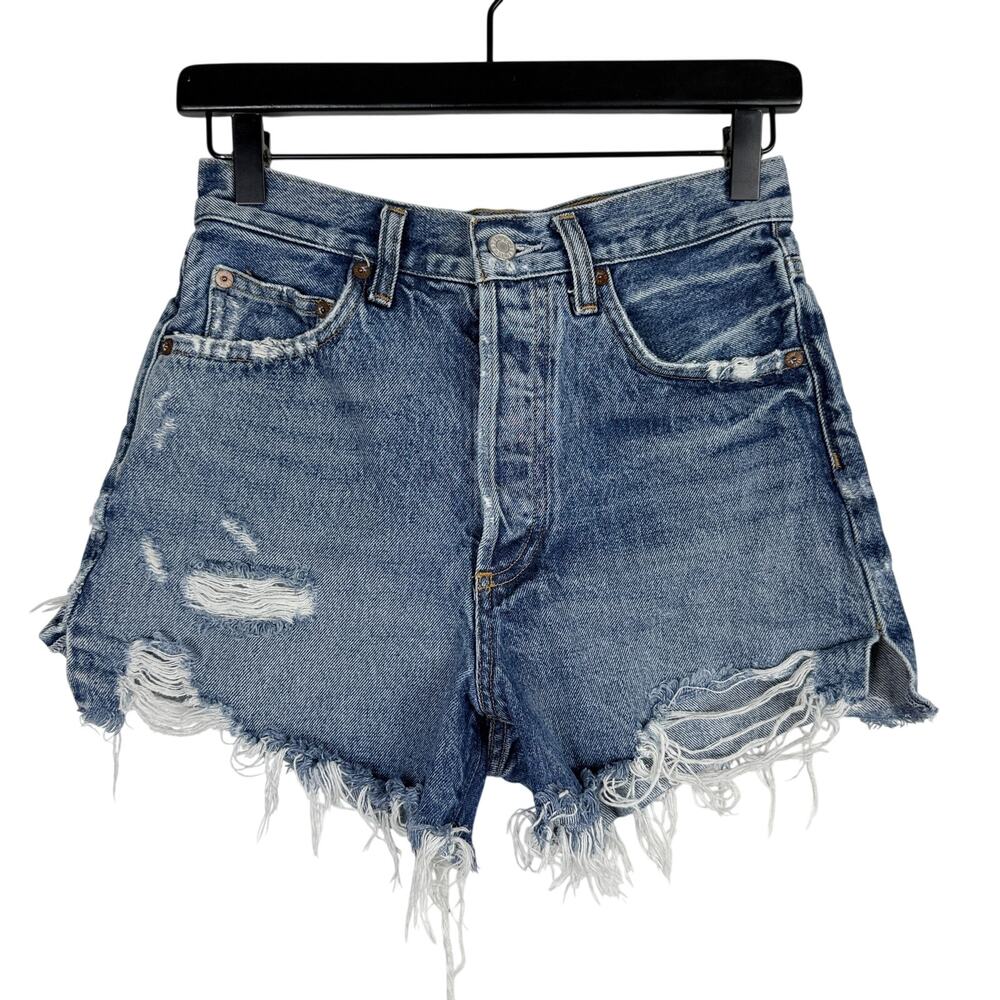 AGOLDE Dee High Rise Vintage Cut Off Denim Shorts Organic Cotton - 25